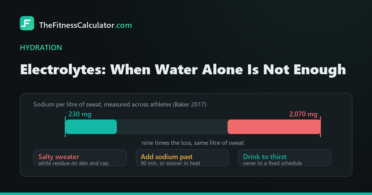 Range bar showing sweat sodium spanning 230 to 2,070 milligrams per litre between athletes, a ninefold difference